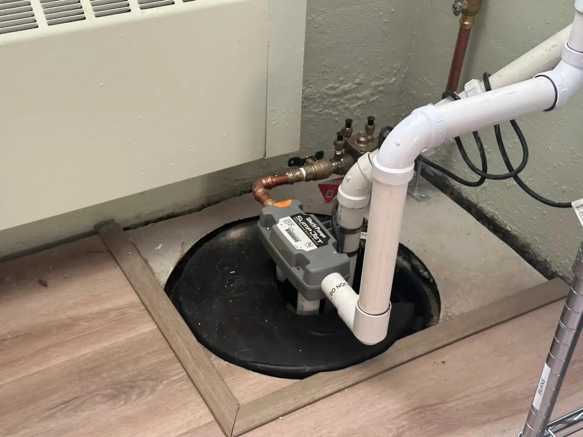 completed sump pump installation