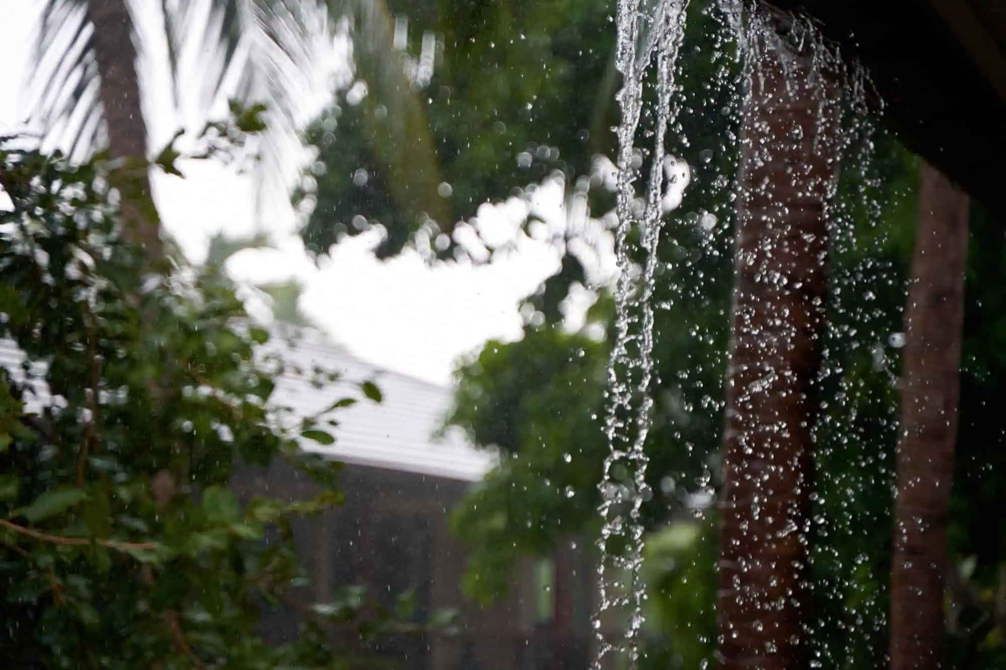 rain falling from room